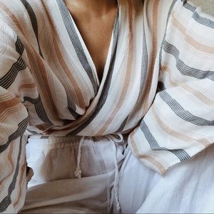 Pastel striped cropped blouse